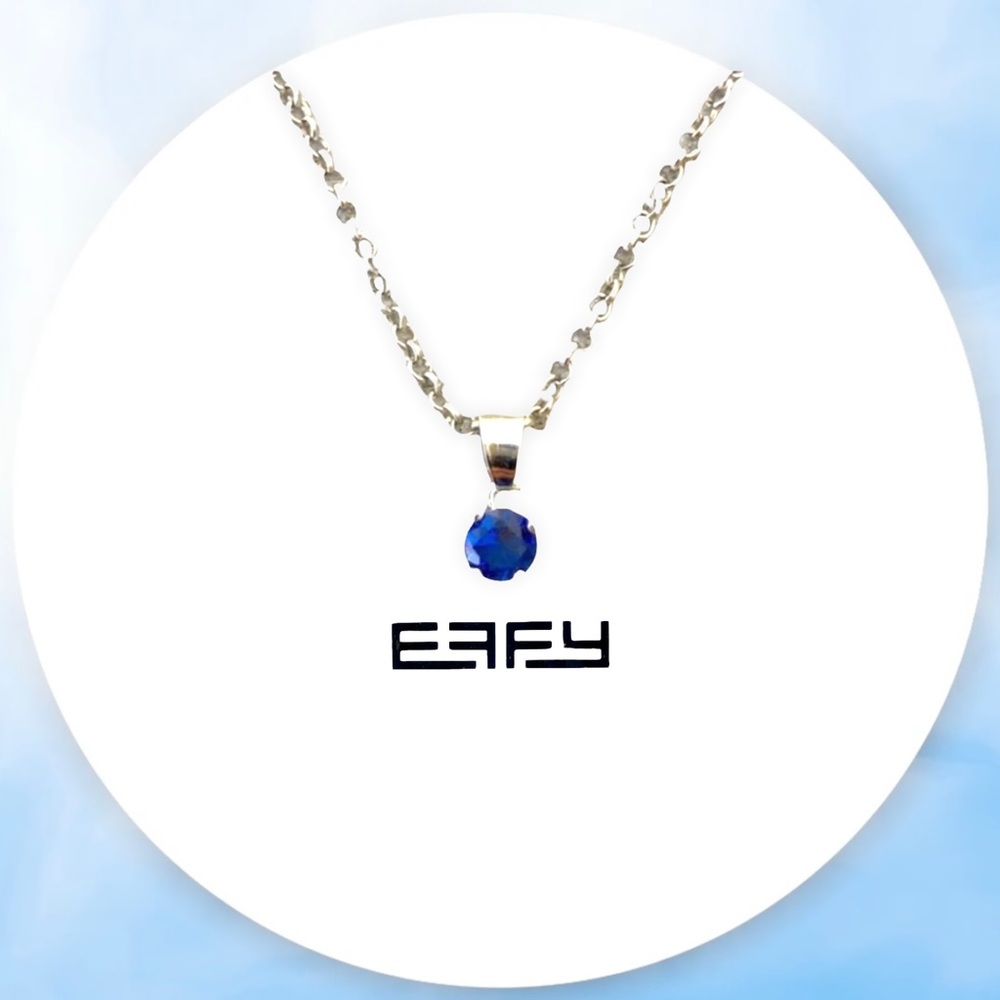 EFFY Blue Stone Solitaire Silver Tone Necklace 18.5” New In Packaging